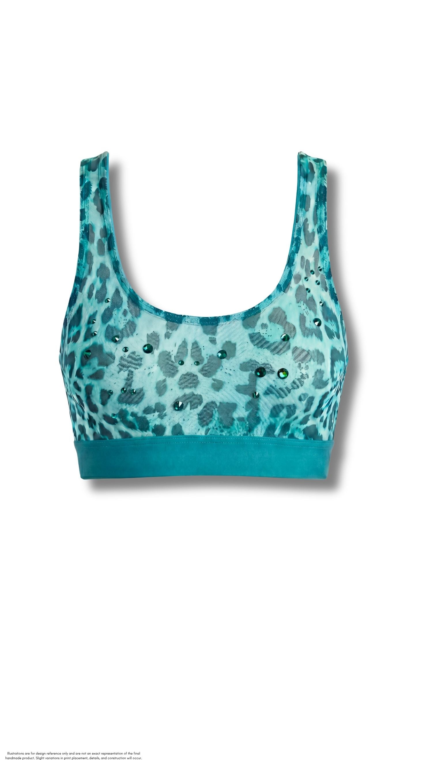 teal leopard print sports bra swimsuit top