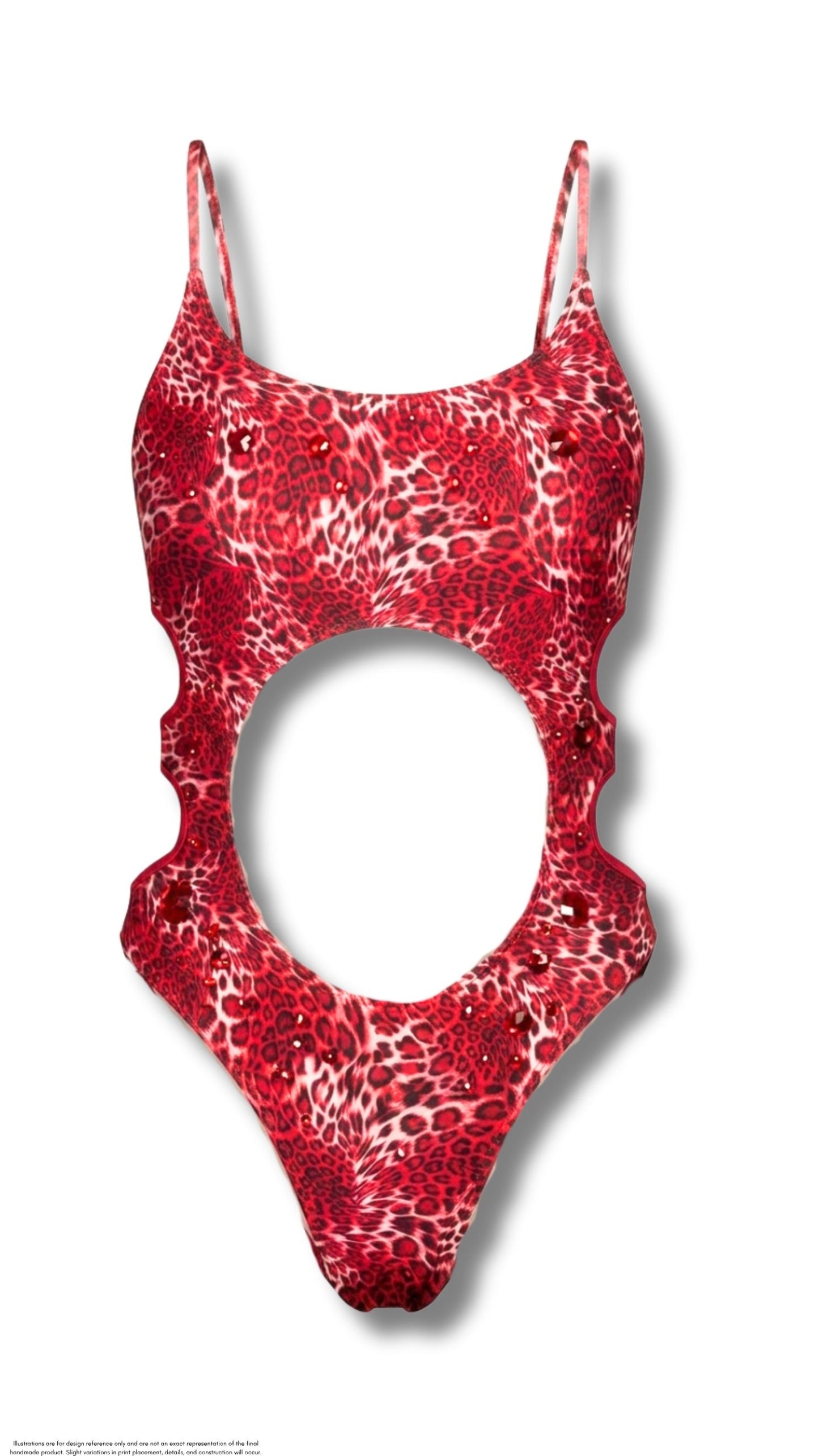 Red leopard print swim suit lined